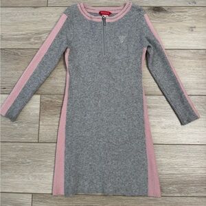 Guess Kids Ribbed Gray and Pink Casual Dress